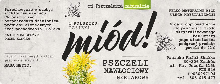 Etykieta — miód nawłociowy