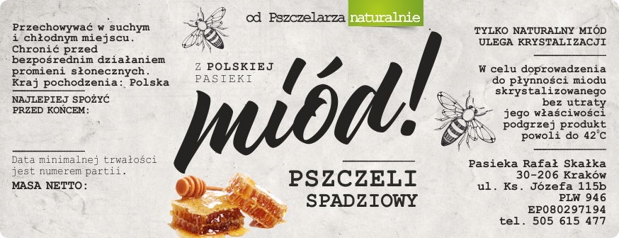 Etykieta — miód spadziowy